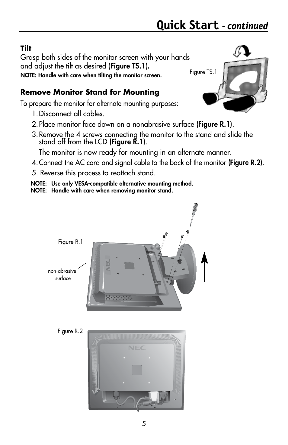 Quick start, Continued | NEC MULTISYNC LCD195WVXM User Manual | Page 7 / 64