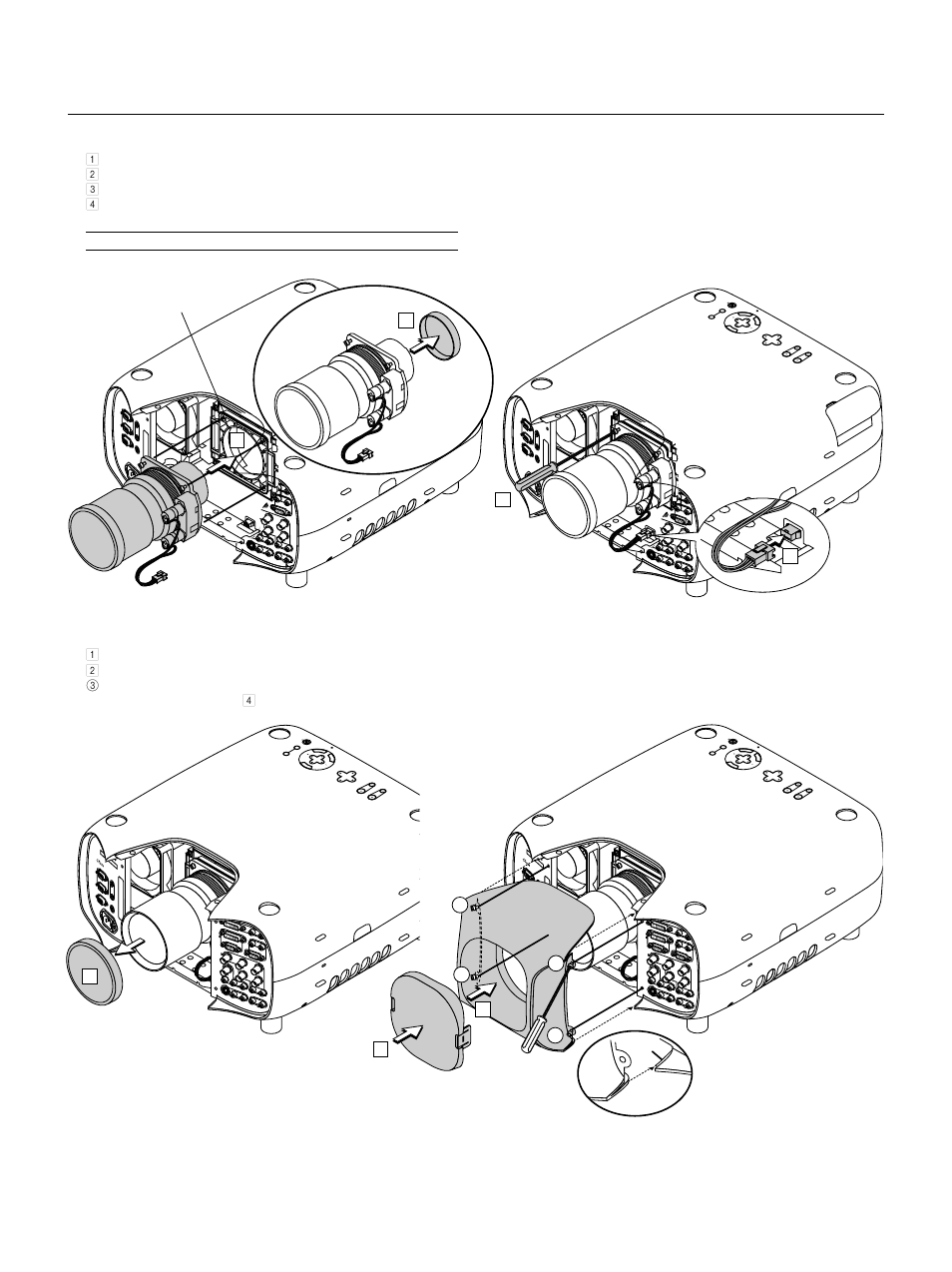 E – 15, Ca nc el, Reinstall the lens hood | Groove catch, Lens mount | NEC GT2150 User Manual | Page 25 / 74