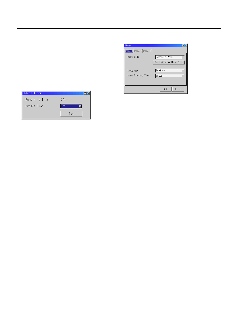 E – 47, Menu | NEC GT2150 User Manual | Page 57 / 74