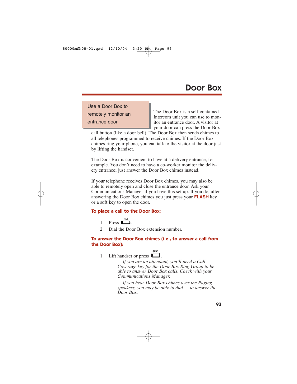 Door box | NEC DS1000 User Manual | Page 101 / 216