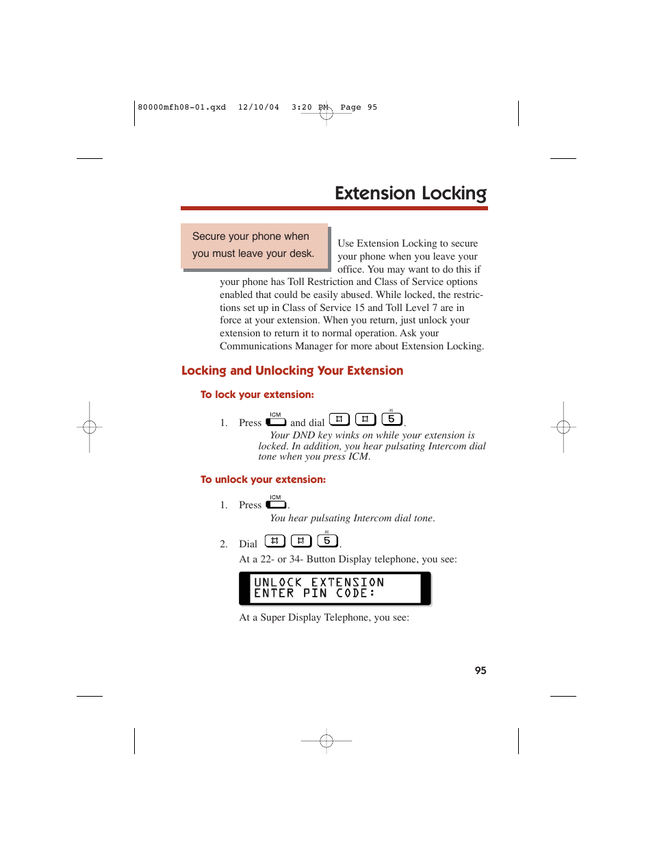 Extension locking | NEC DS1000 User Manual | Page 103 / 216
