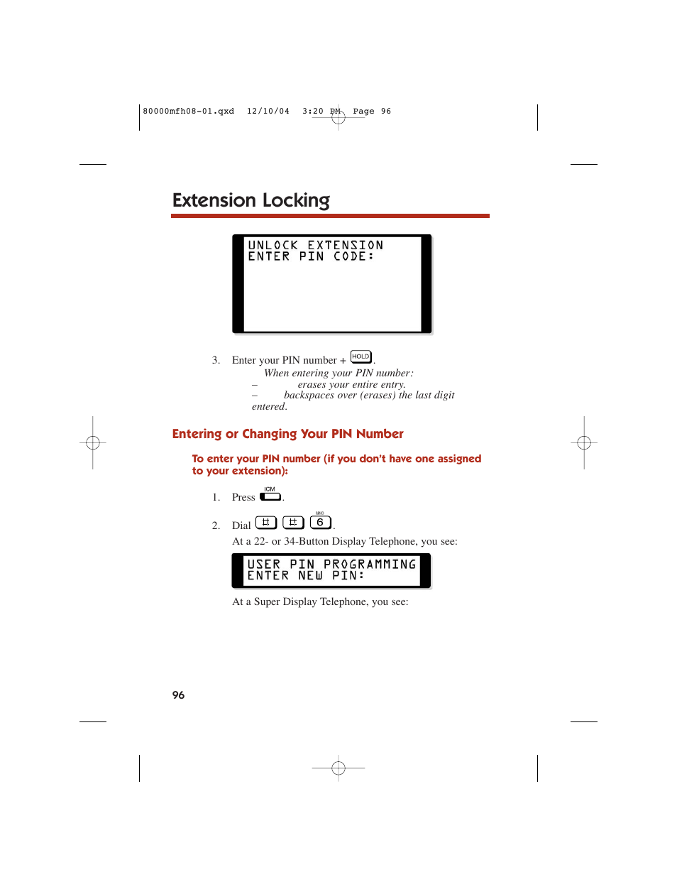 Extension locking | NEC DS1000 User Manual | Page 104 / 216