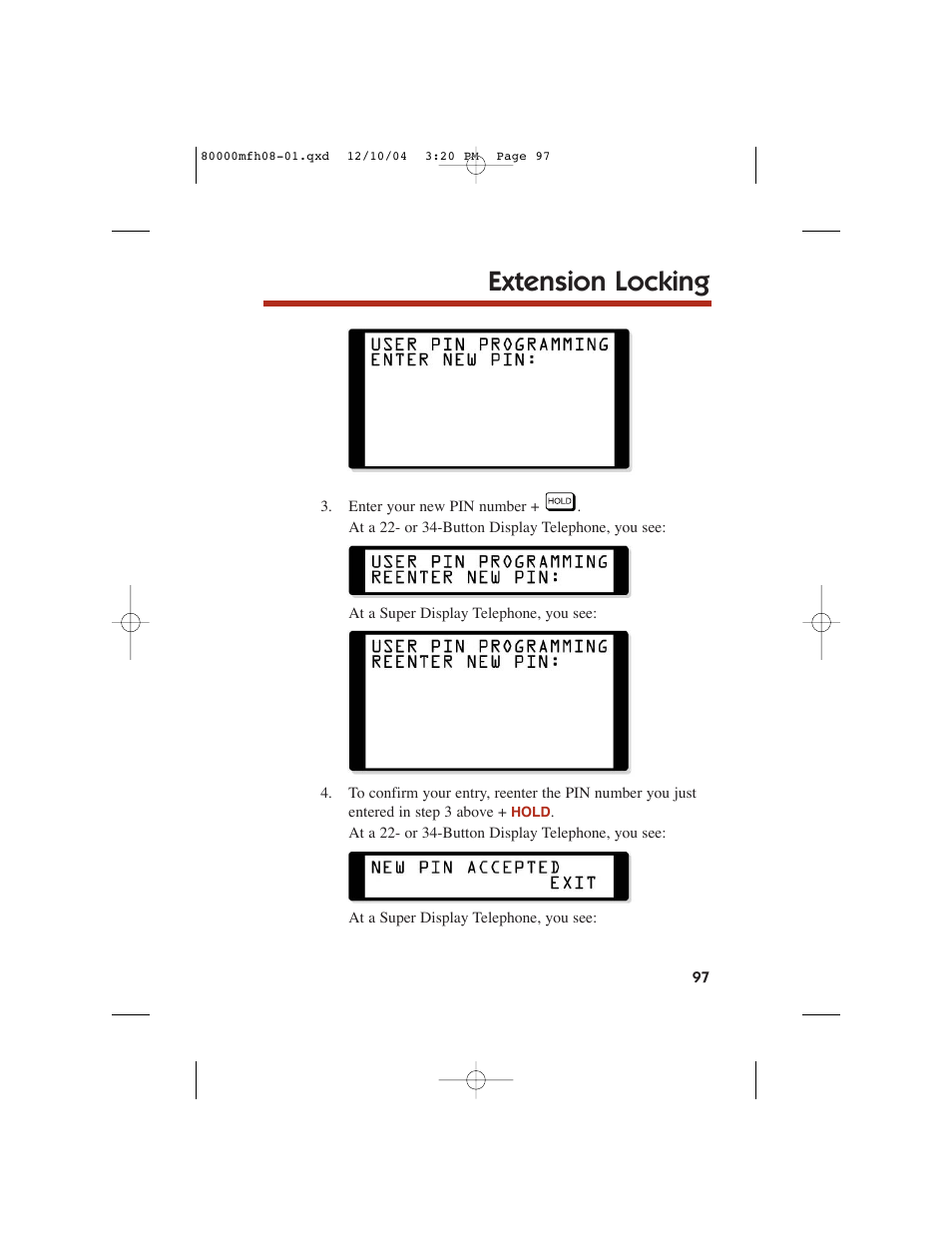Extension locking | NEC DS1000 User Manual | Page 105 / 216