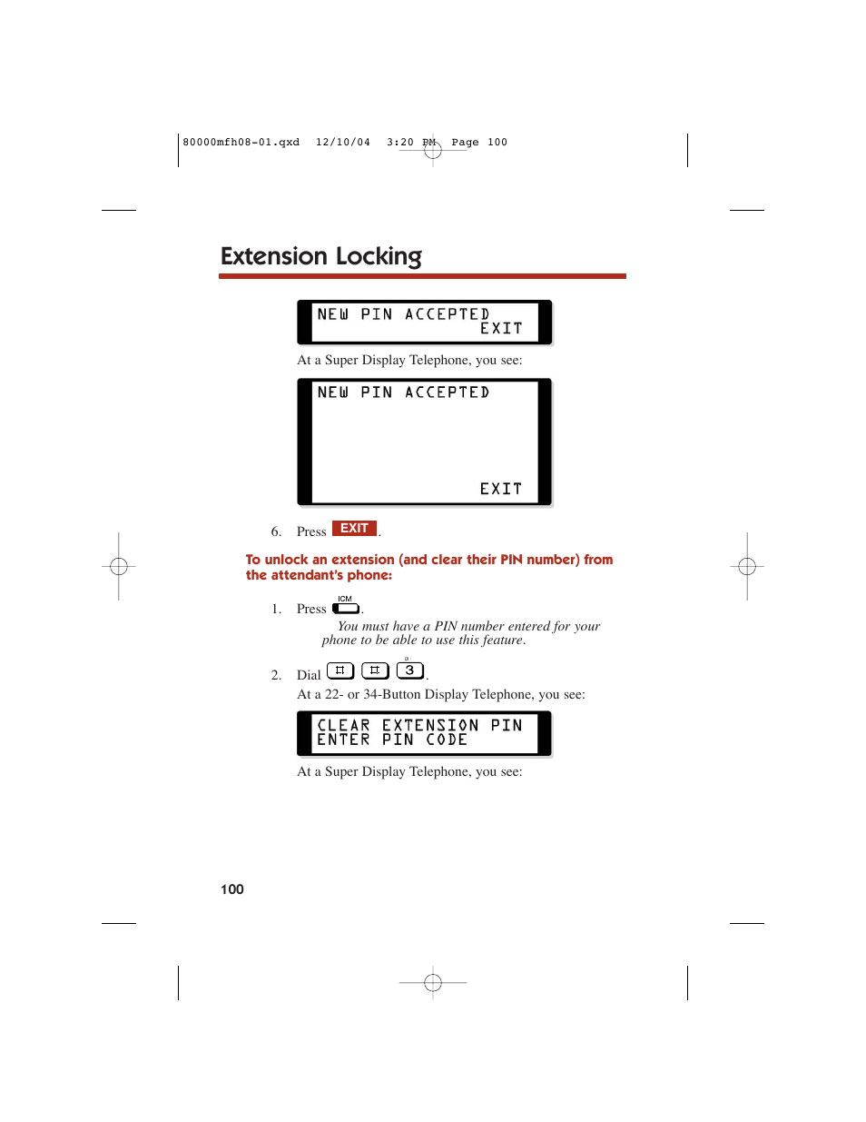 Extension locking | NEC DS1000 User Manual | Page 108 / 216