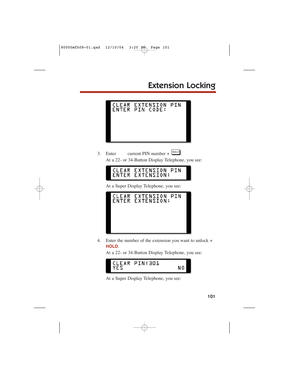 Extension locking | NEC DS1000 User Manual | Page 109 / 216