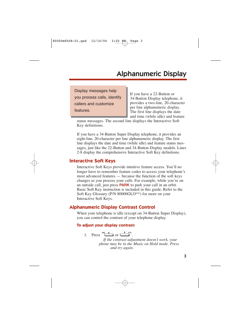 Alphanumeric display | NEC DS1000 User Manual | Page 11 / 216