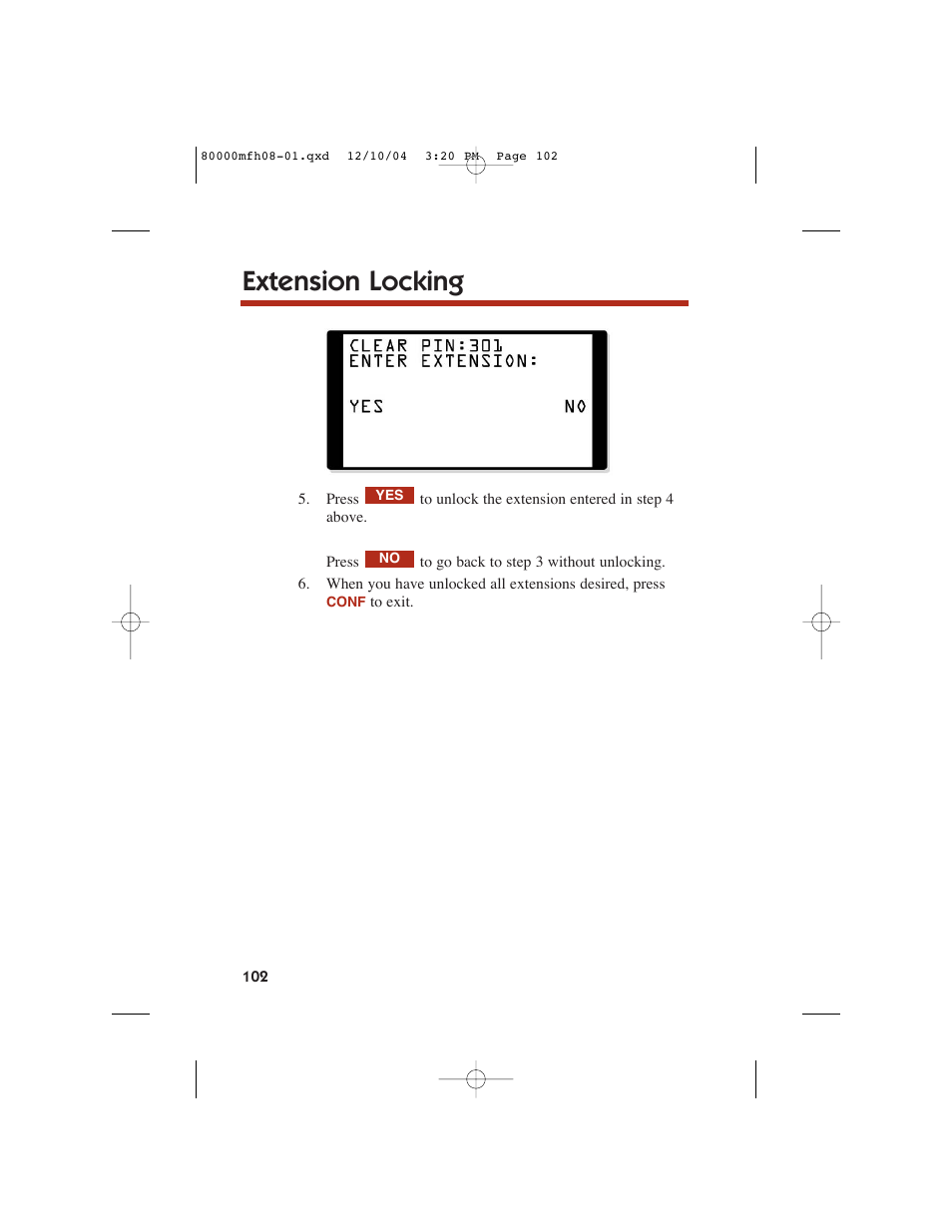 Extension locking | NEC DS1000 User Manual | Page 110 / 216