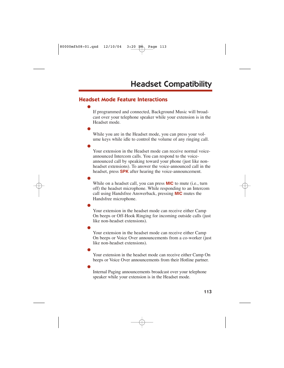 Headset compatibility | NEC DS1000 User Manual | Page 121 / 216