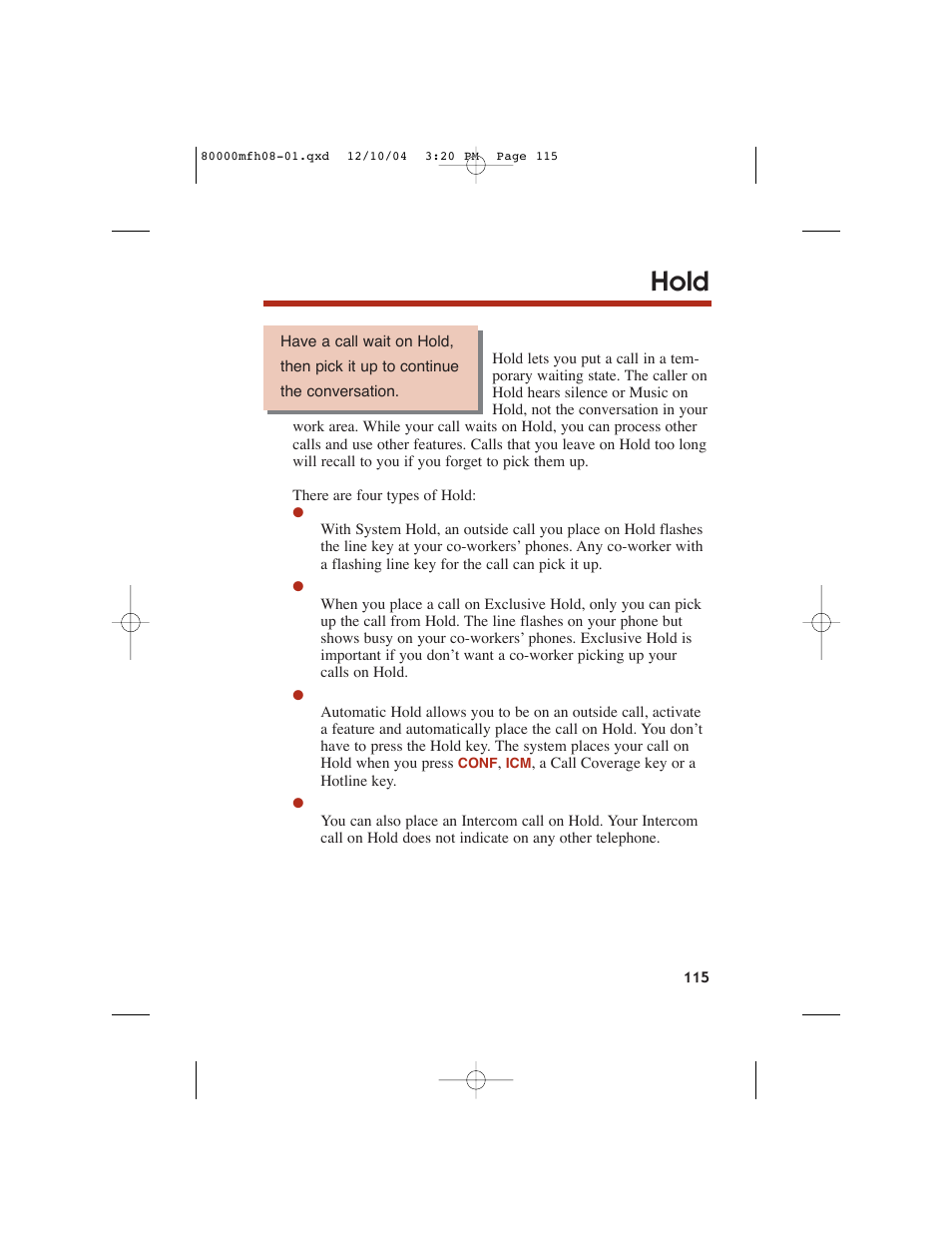 Hold | NEC DS1000 User Manual | Page 123 / 216