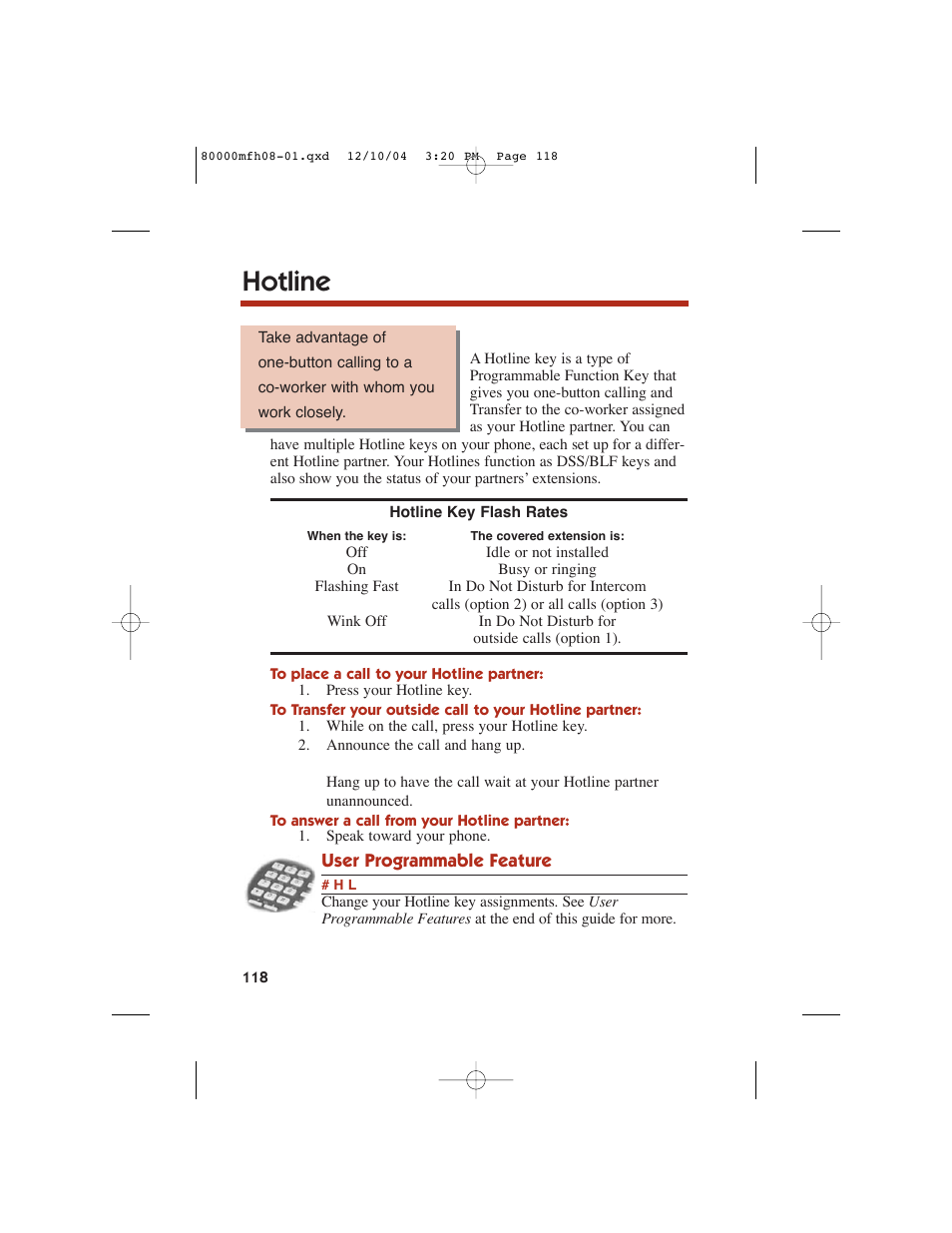 Hotline | NEC DS1000 User Manual | Page 126 / 216