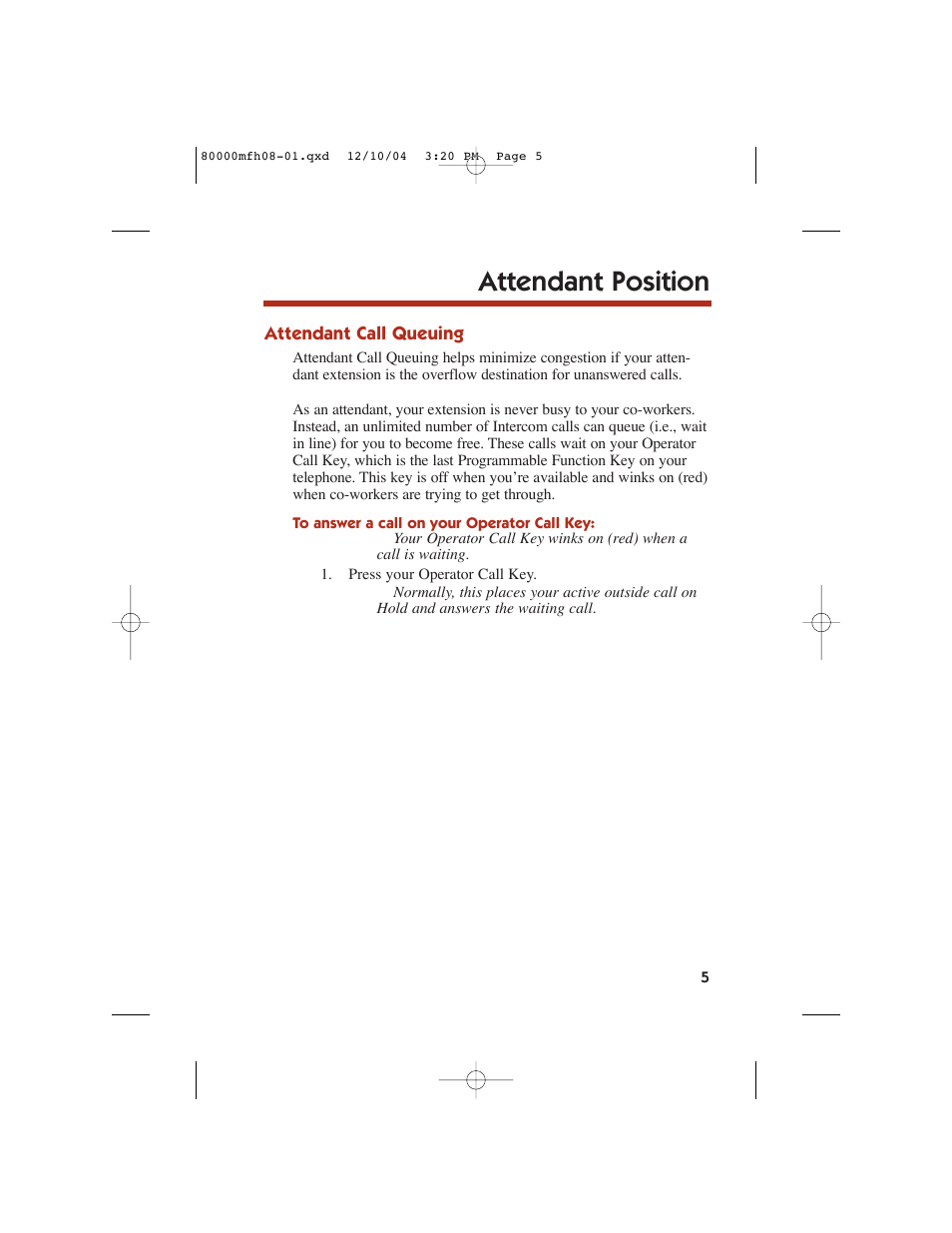 Attendant position | NEC DS1000 User Manual | Page 13 / 216