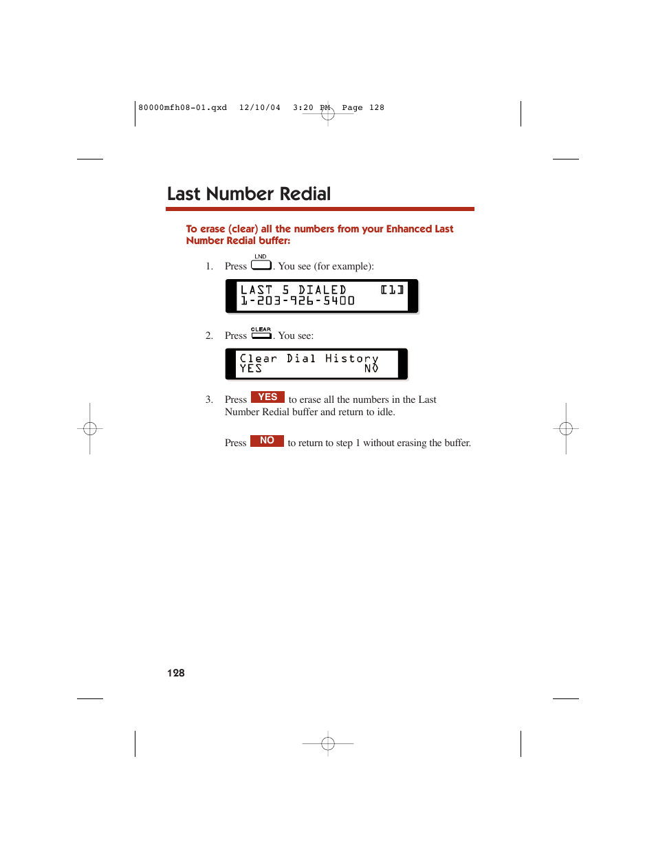 Last number redial | NEC DS1000 User Manual | Page 136 / 216