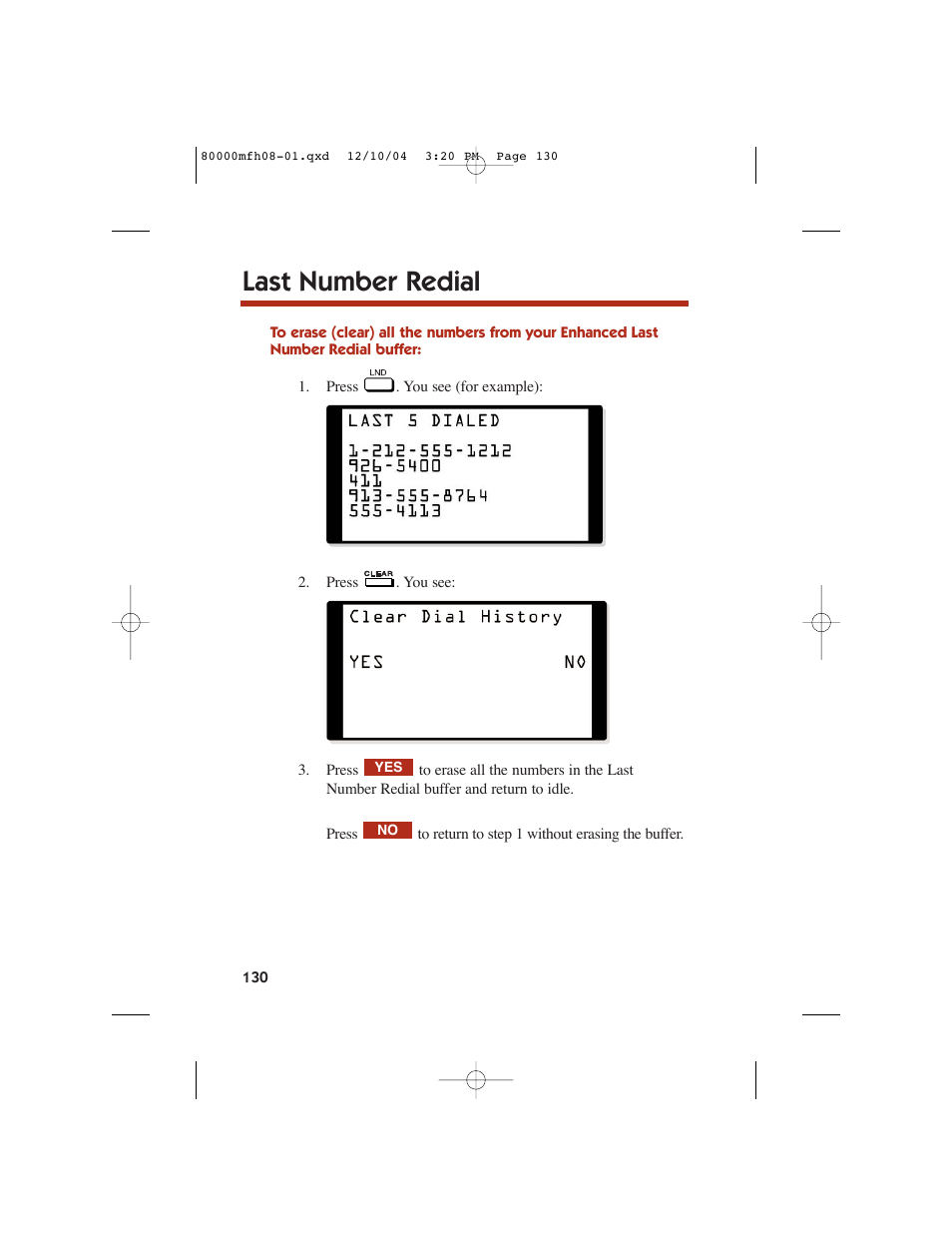 Last number redial | NEC DS1000 User Manual | Page 138 / 216
