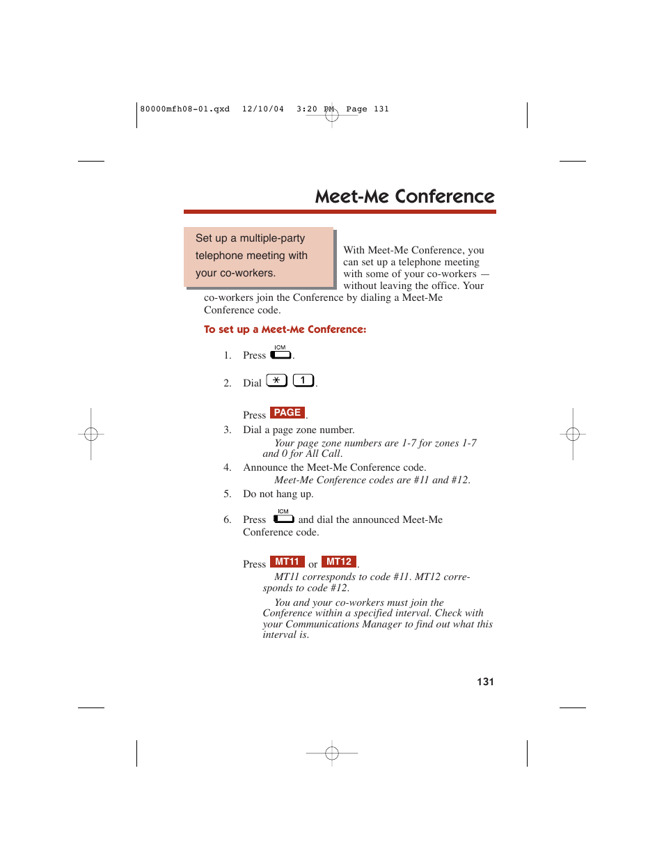 Meet-me conference | NEC DS1000 User Manual | Page 139 / 216