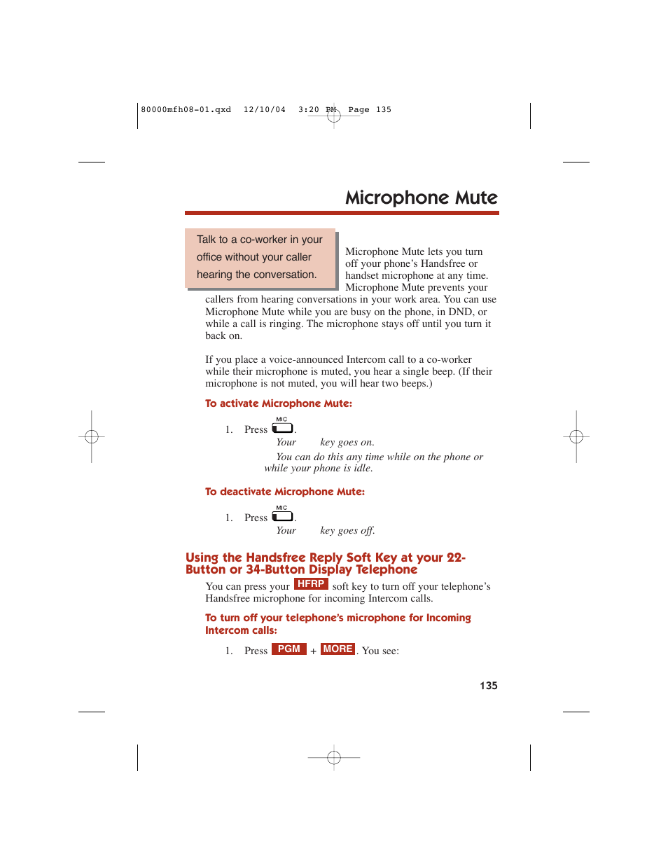 Microphone mute | NEC DS1000 User Manual | Page 143 / 216