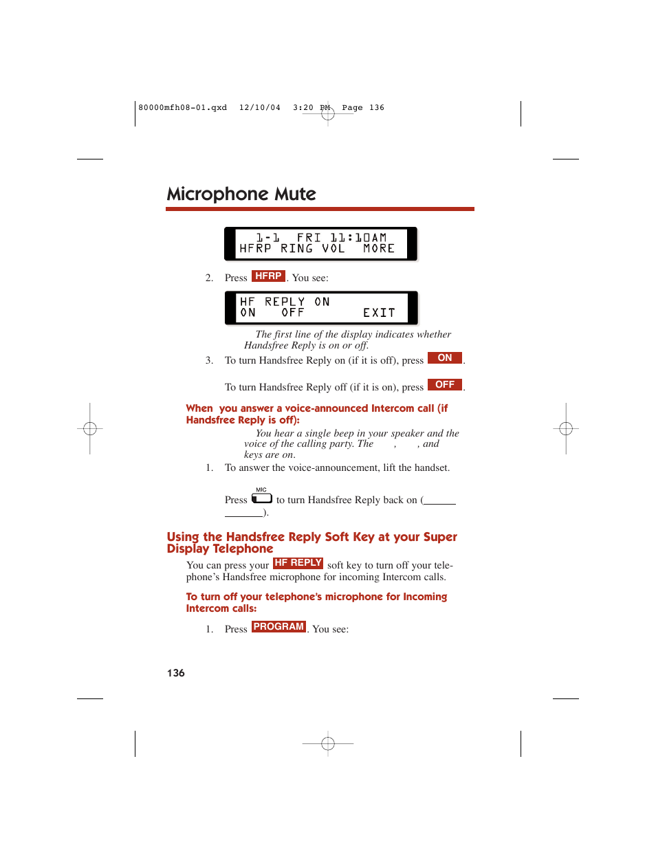 Microphone mute | NEC DS1000 User Manual | Page 144 / 216