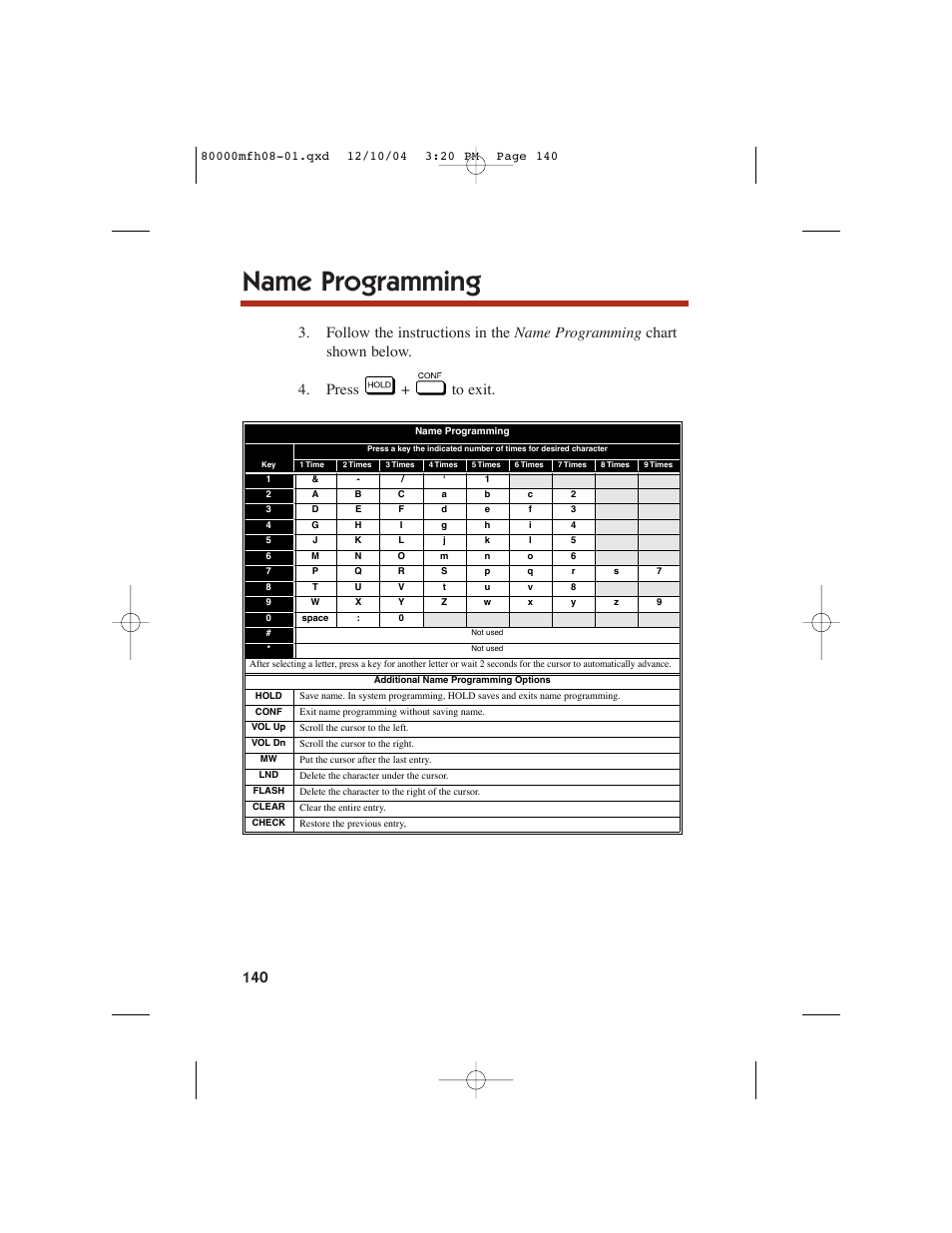 Name programming | NEC DS1000 User Manual | Page 148 / 216