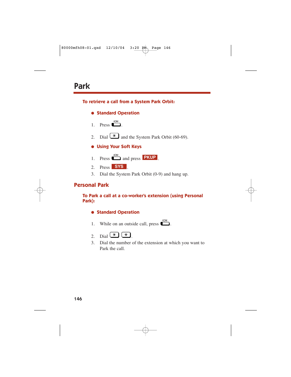Park | NEC DS1000 User Manual | Page 154 / 216