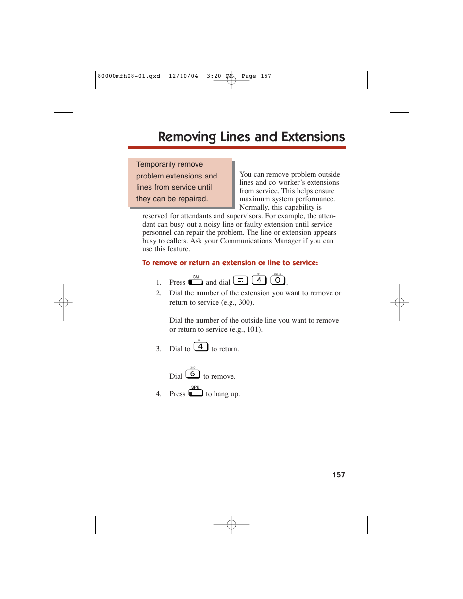 Removing lines and extensions | NEC DS1000 User Manual | Page 165 / 216