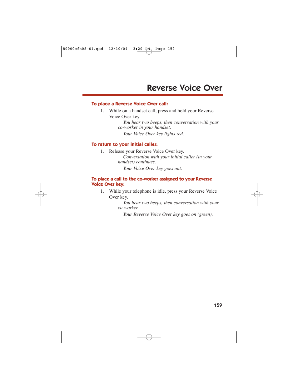 Reverse voice over | NEC DS1000 User Manual | Page 167 / 216