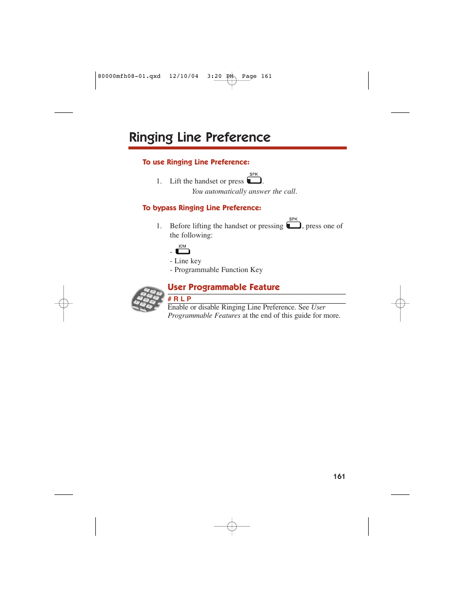 Ringing line preference | NEC DS1000 User Manual | Page 169 / 216
