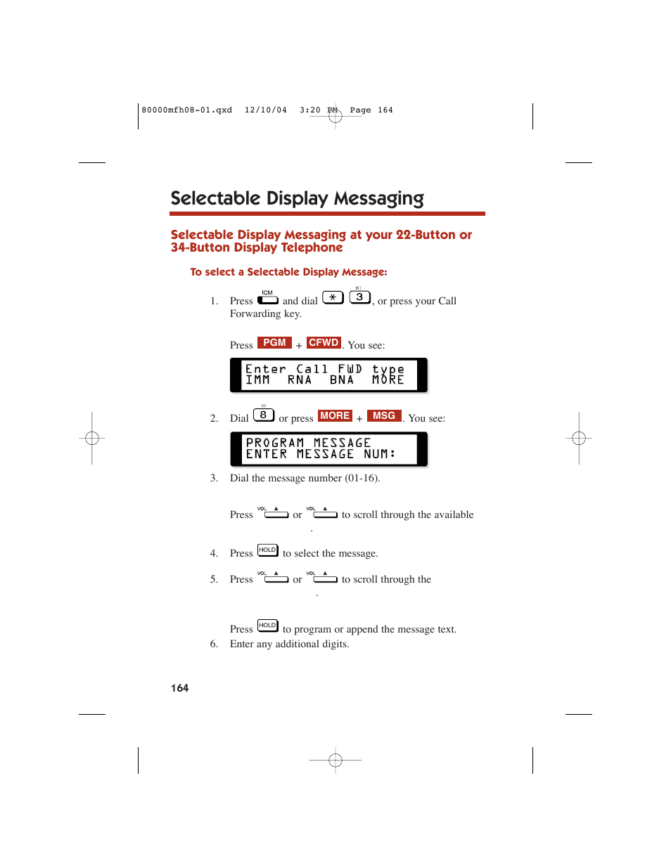Selectable display messaging | NEC DS1000 User Manual | Page 172 / 216