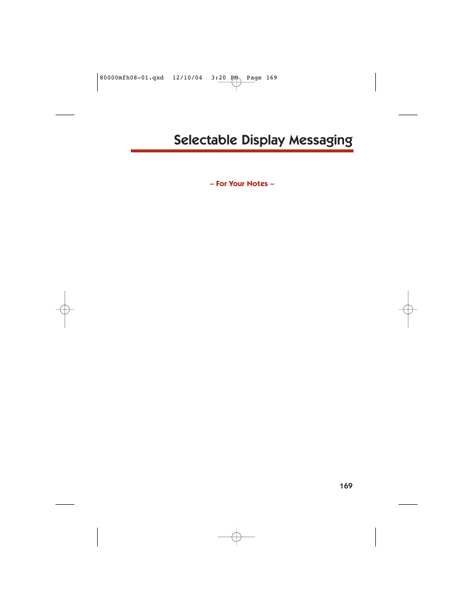 Selectable display messaging | NEC DS1000 User Manual | Page 177 / 216