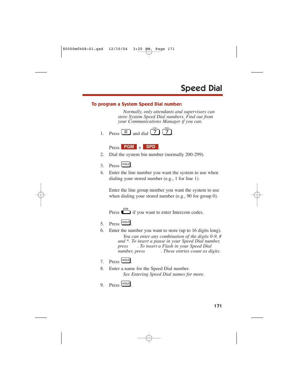 Speed dial | NEC DS1000 User Manual | Page 179 / 216