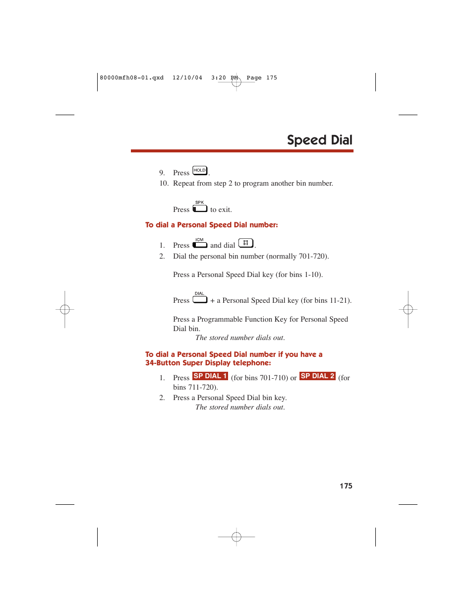 Speed dial | NEC DS1000 User Manual | Page 183 / 216