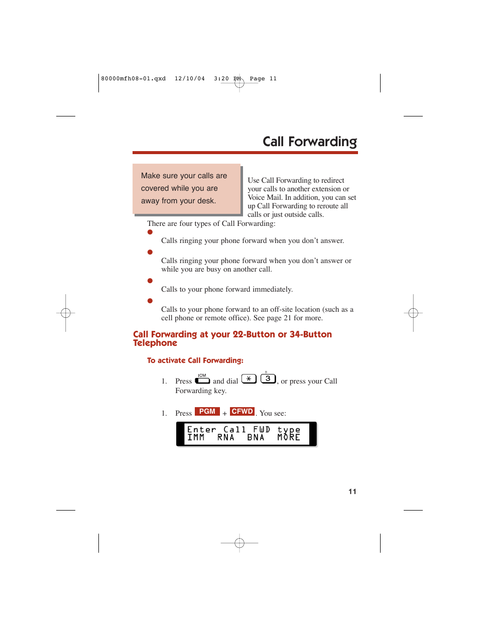 Call forwarding | NEC DS1000 User Manual | Page 19 / 216