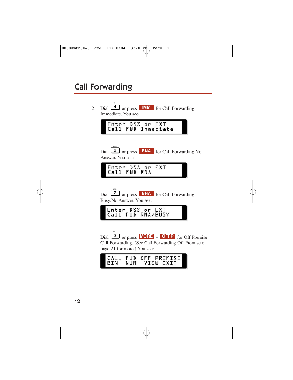 Call forwarding | NEC DS1000 User Manual | Page 20 / 216