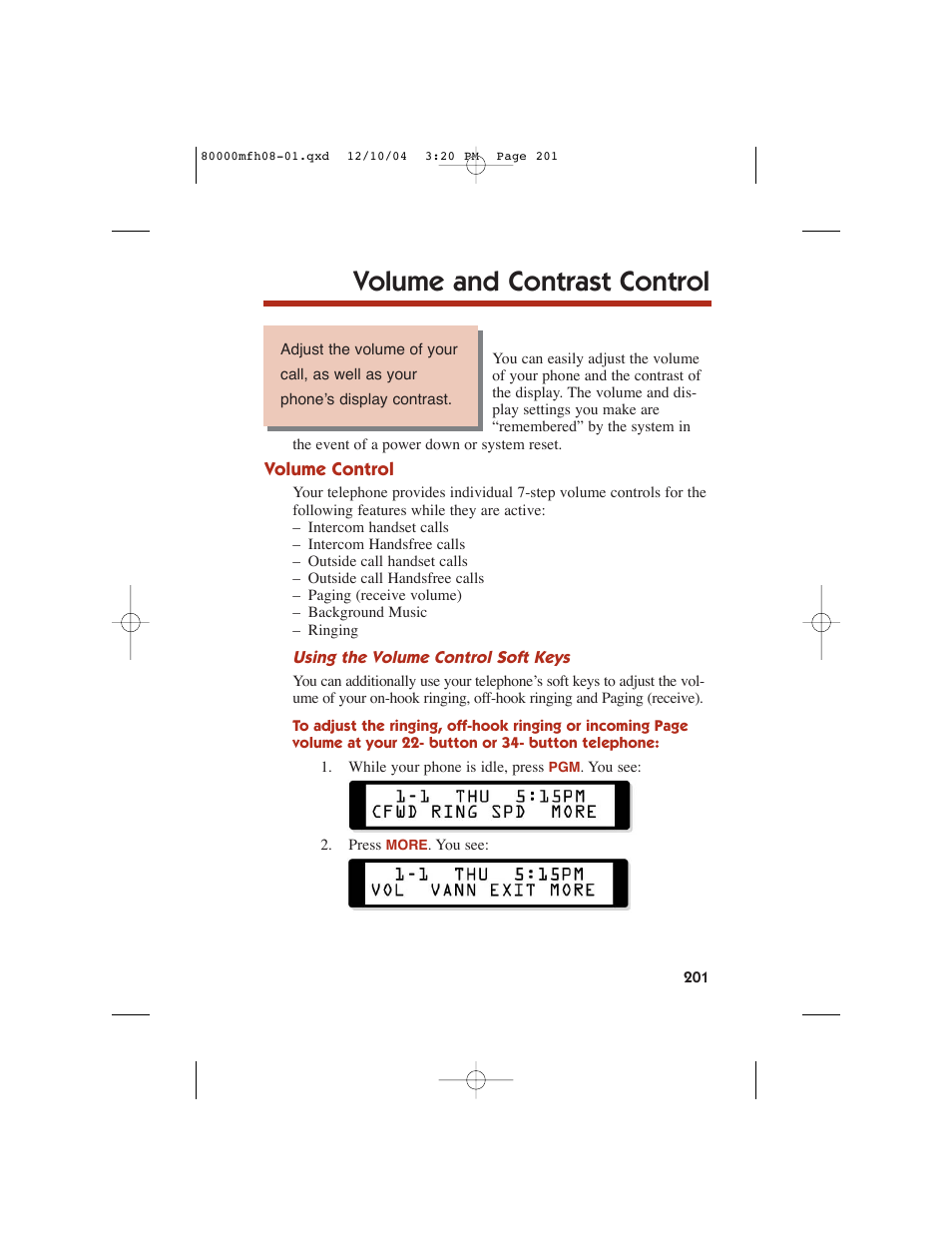 Volume and contrast control | NEC DS1000 User Manual | Page 209 / 216