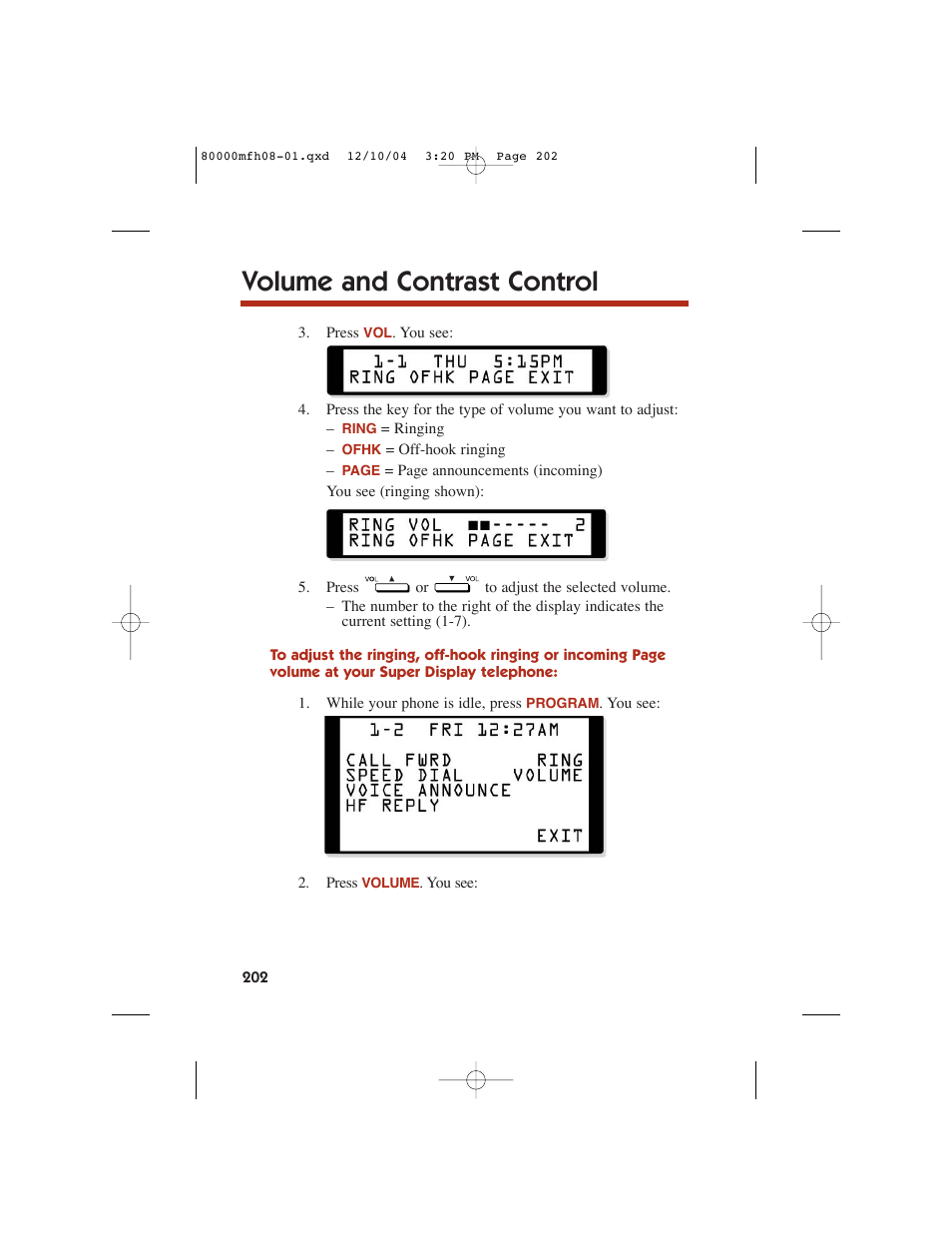 Volume and contrast control | NEC DS1000 User Manual | Page 210 / 216