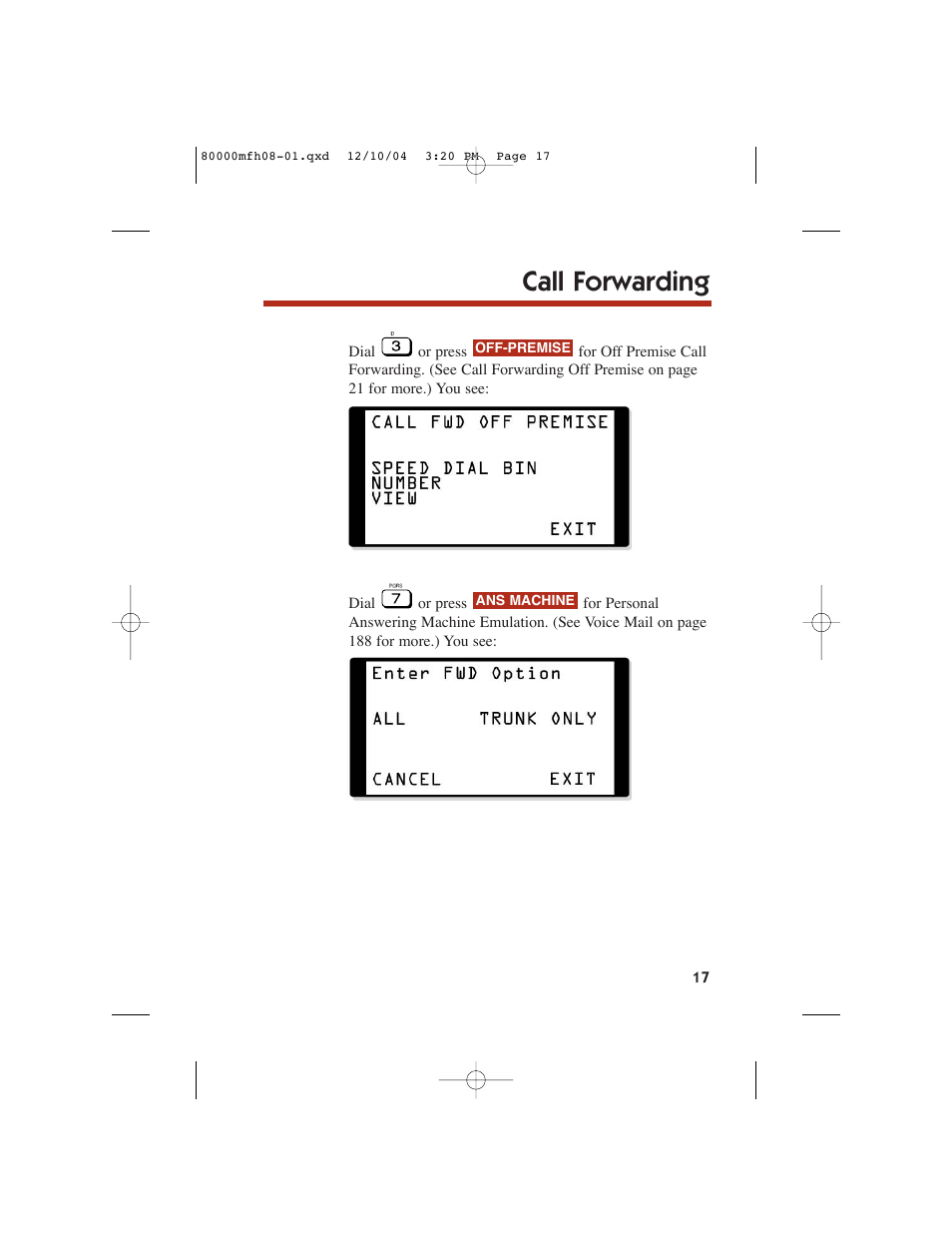 Call forwarding | NEC DS1000 User Manual | Page 25 / 216