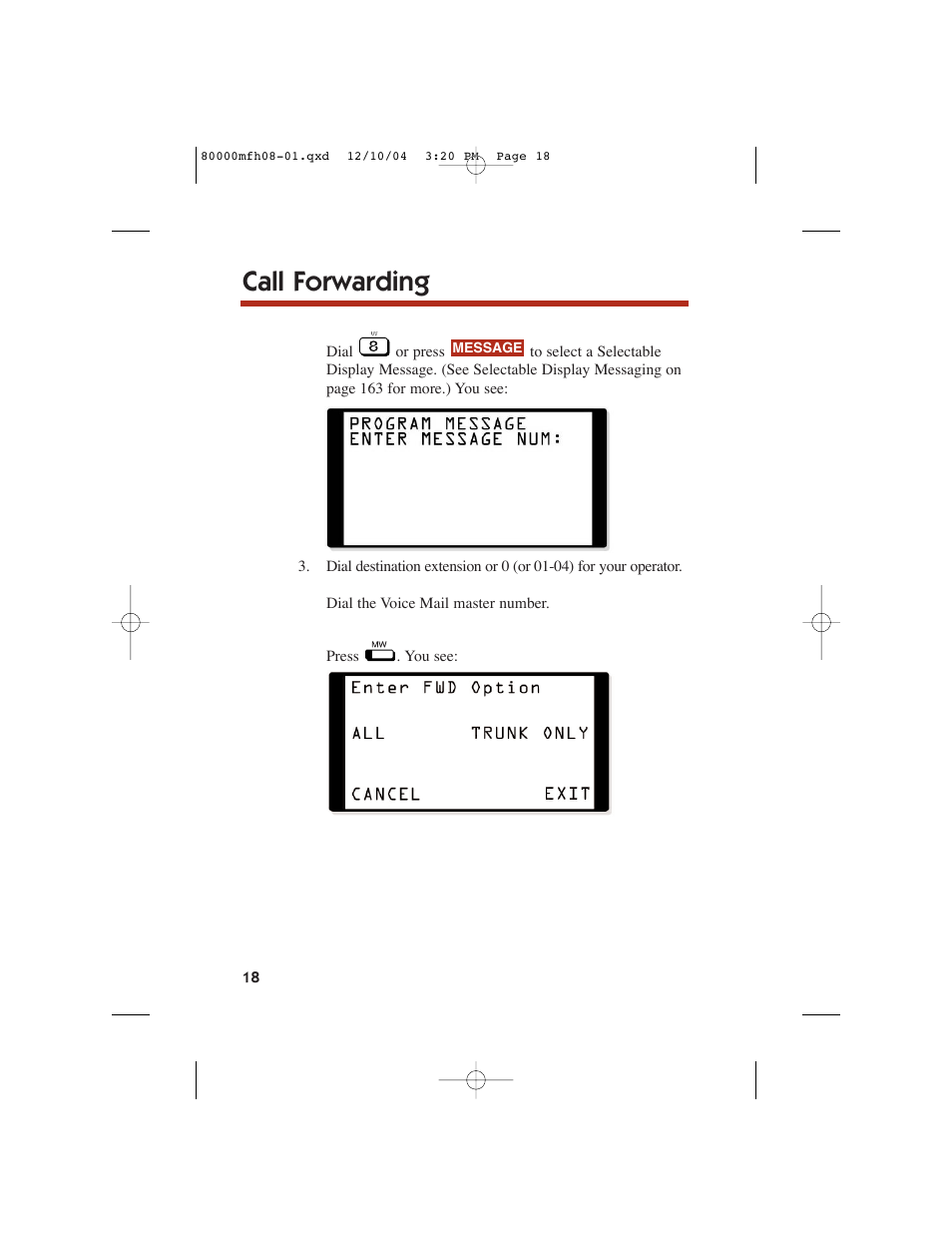 Call forwarding | NEC DS1000 User Manual | Page 26 / 216
