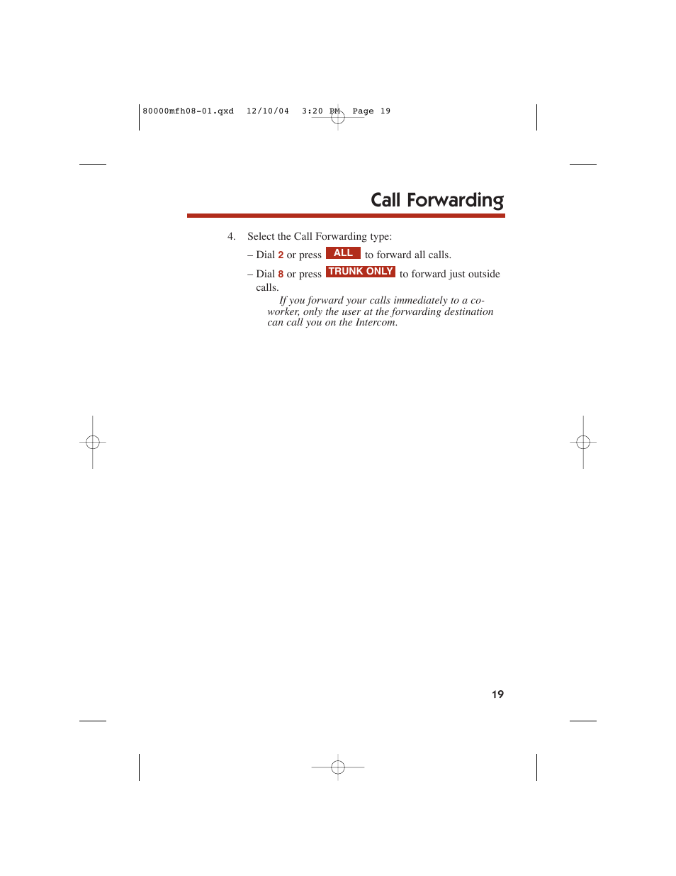 Call forwarding | NEC DS1000 User Manual | Page 27 / 216