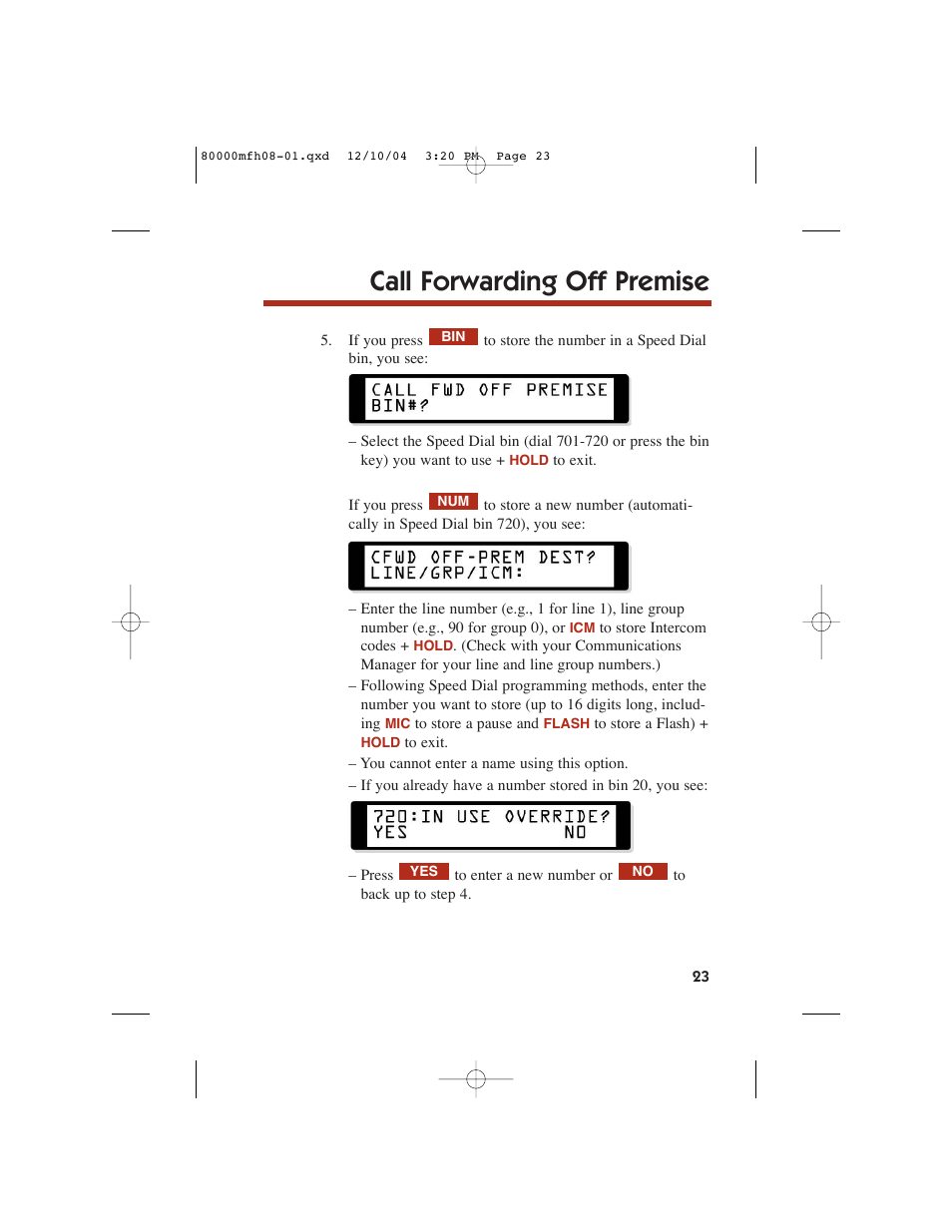 Call forwarding off premise | NEC DS1000 User Manual | Page 31 / 216