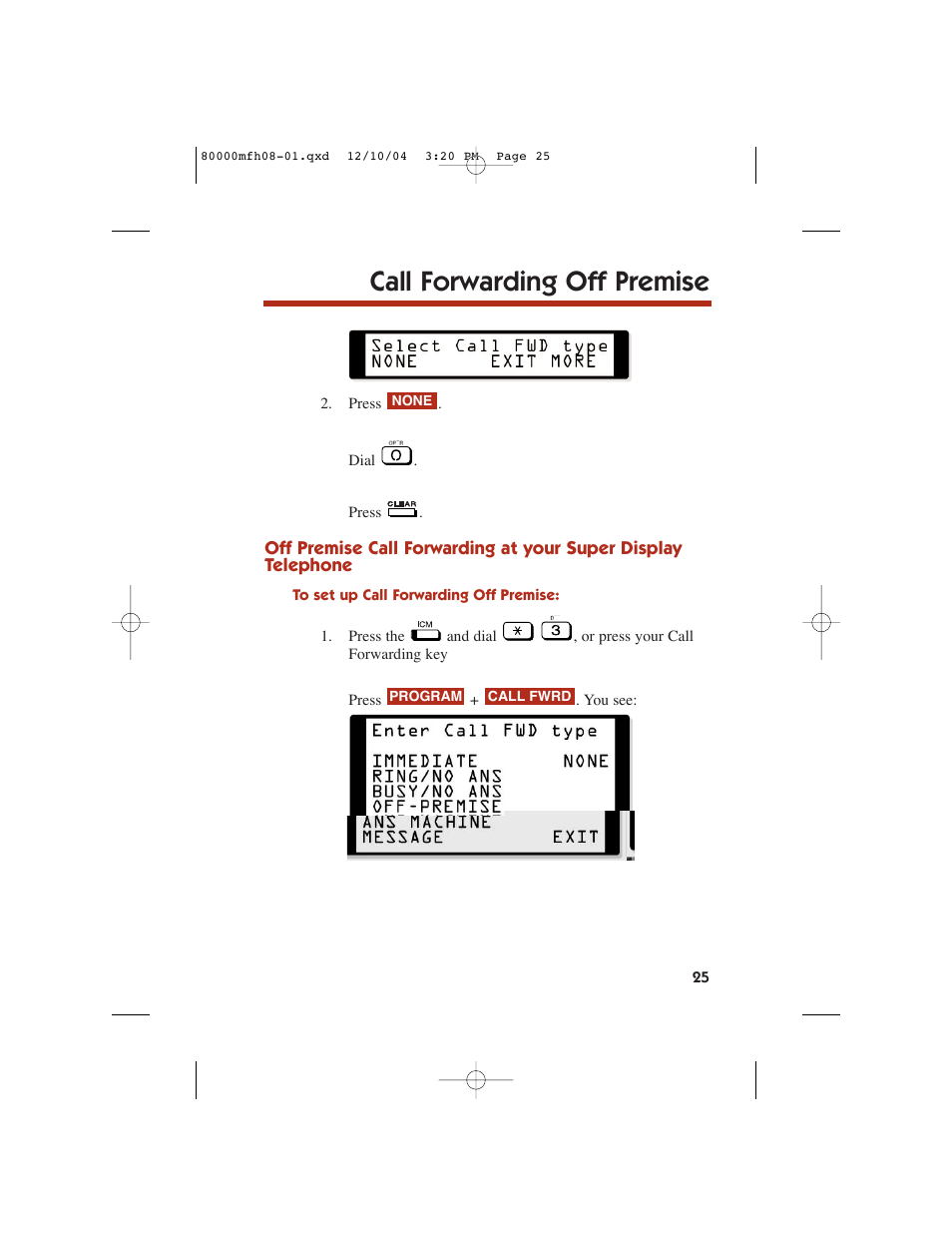 Call forwarding off premise | NEC DS1000 User Manual | Page 33 / 216