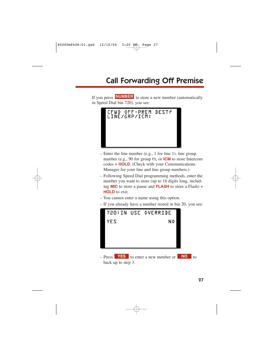 Call forwarding off premise | NEC DS1000 User Manual | Page 35 / 216