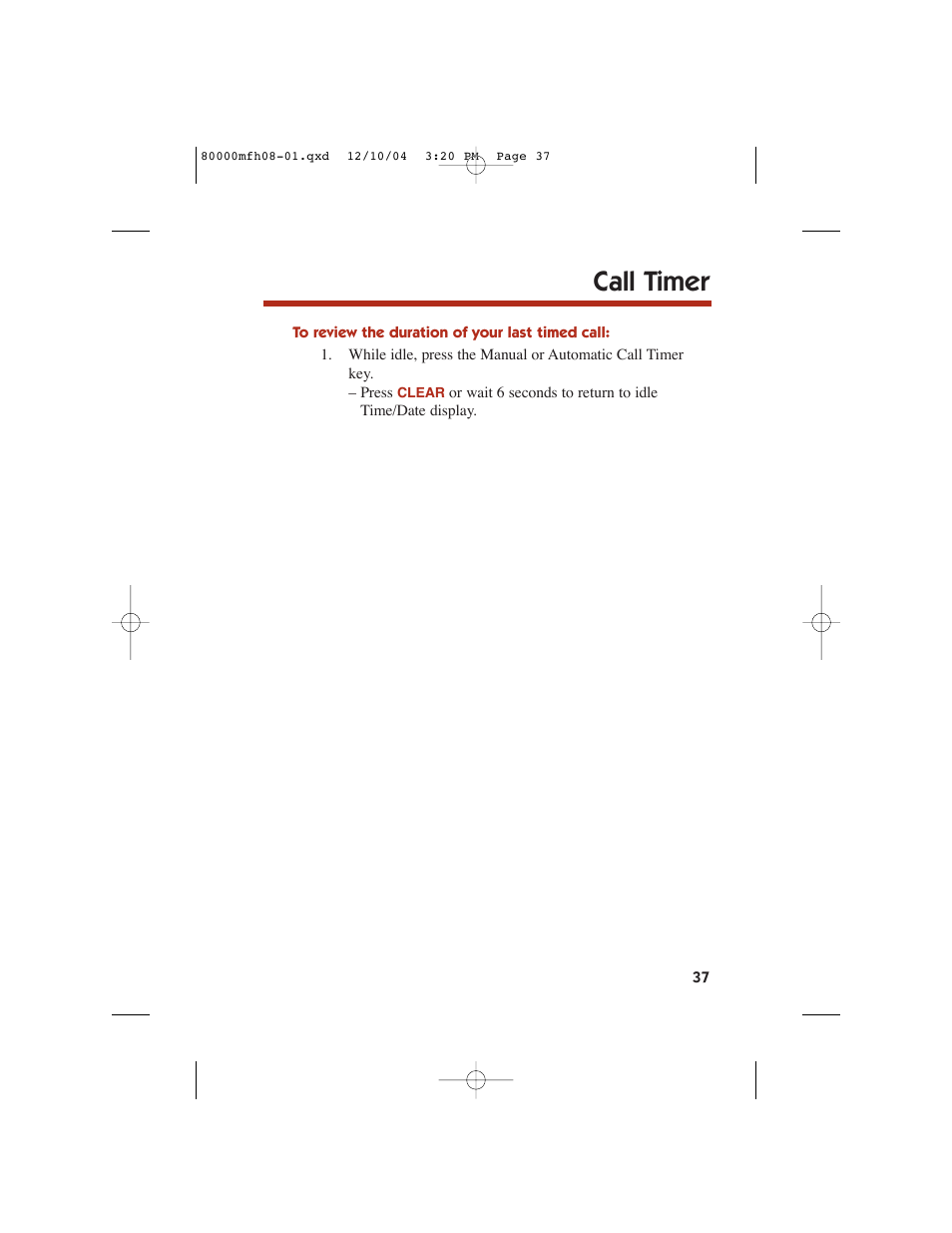 Call timer | NEC DS1000 User Manual | Page 45 / 216