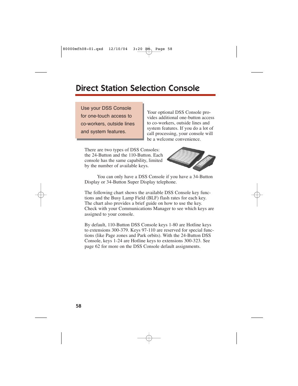 Direct station selection console | NEC DS1000 User Manual | Page 66 / 216