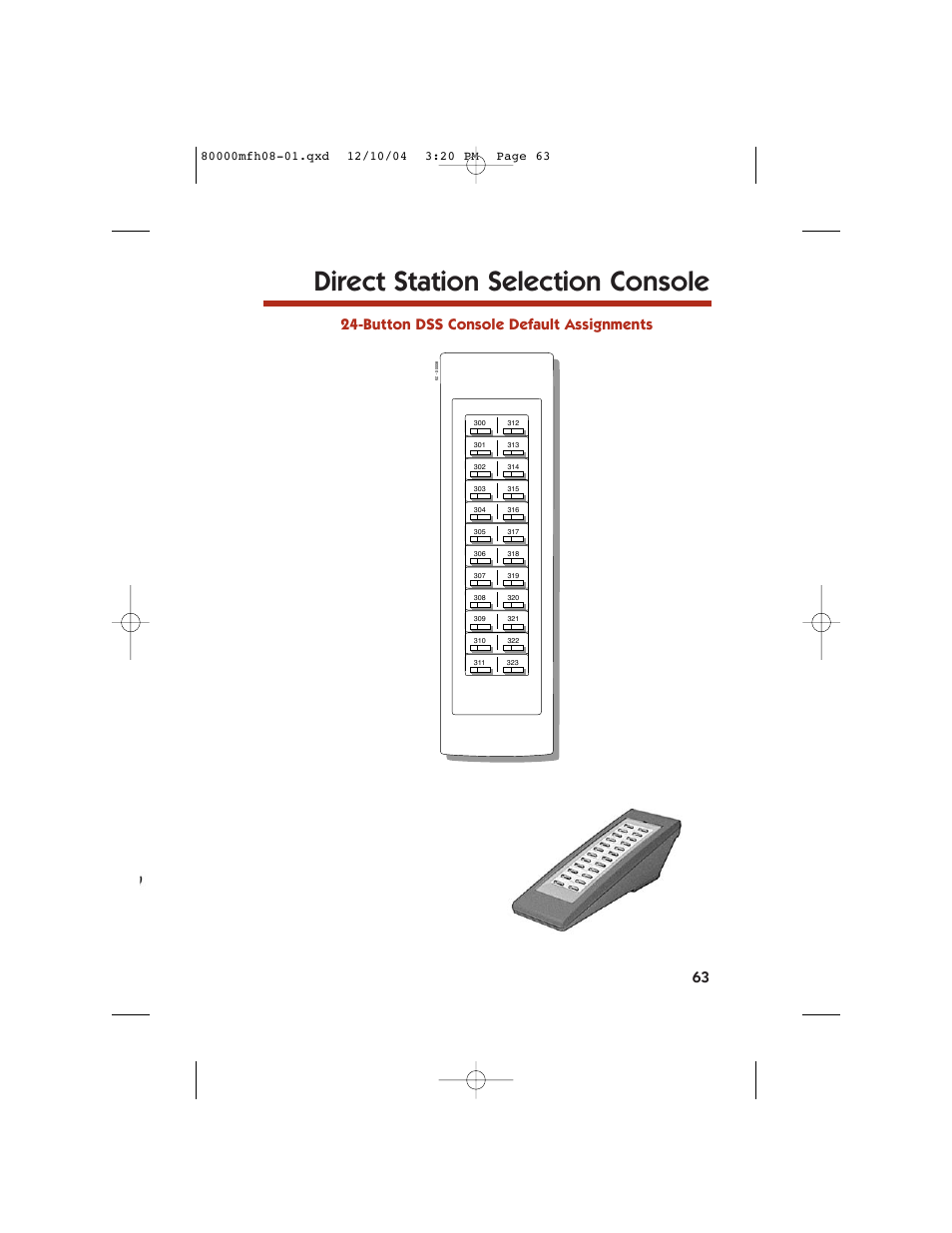 Direct station selection console, 63 24-button dss console default assignments | NEC DS1000 User Manual | Page 71 / 216
