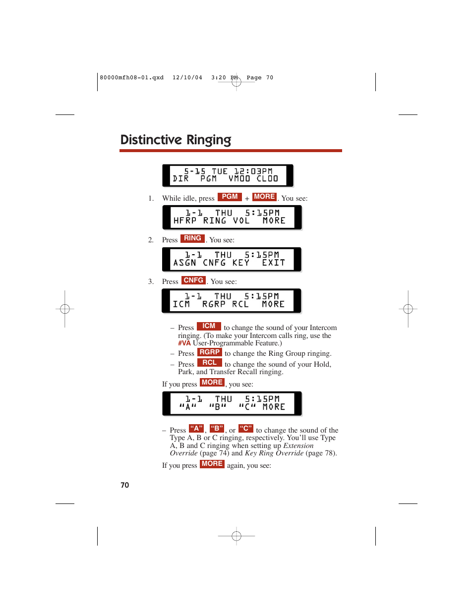 Distinctive ringing | NEC DS1000 User Manual | Page 78 / 216