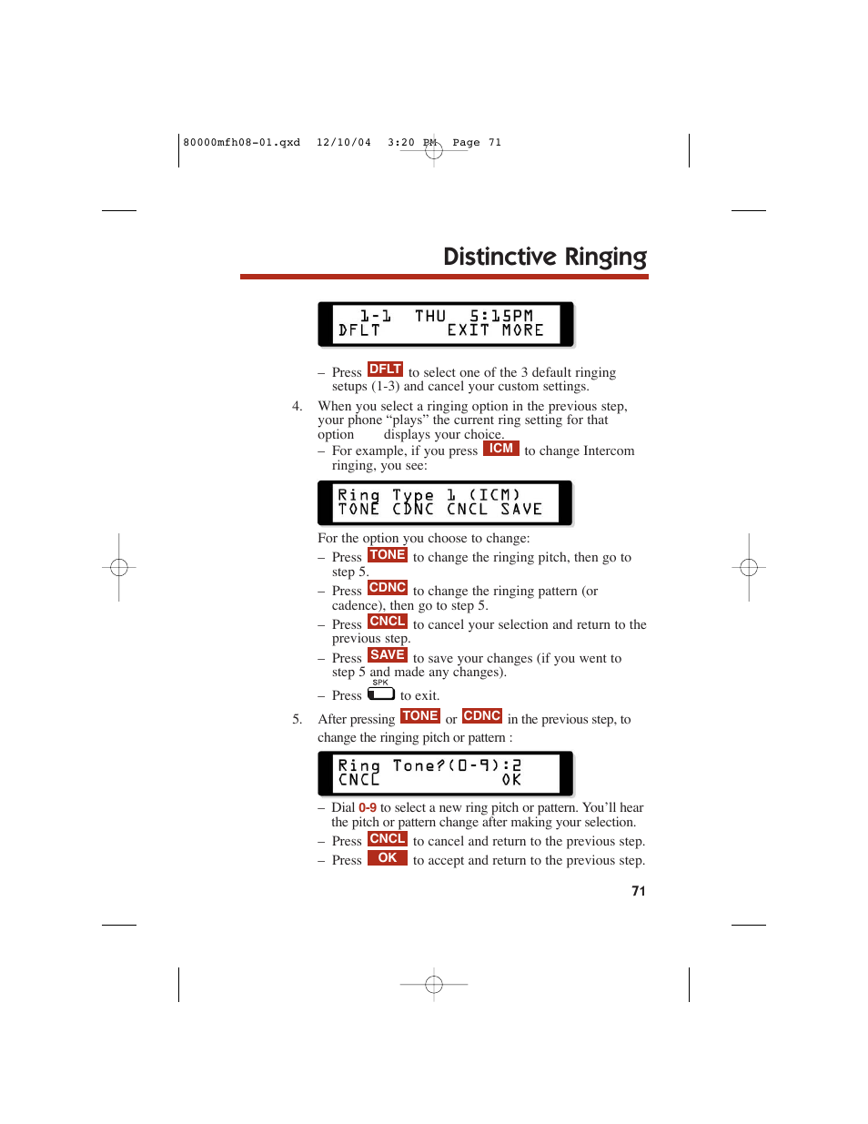 Distinctive ringing | NEC DS1000 User Manual | Page 79 / 216
