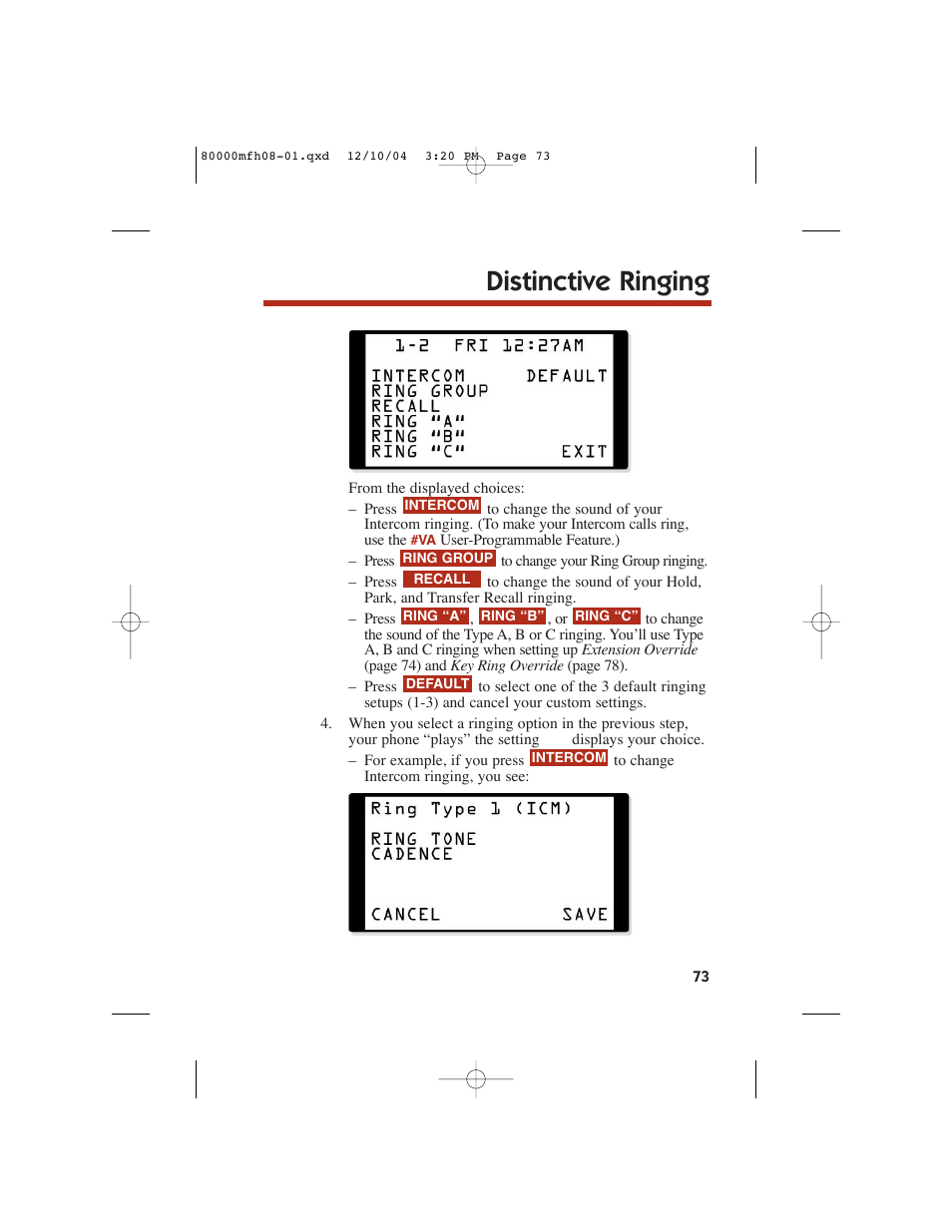 Distinctive ringing | NEC DS1000 User Manual | Page 81 / 216
