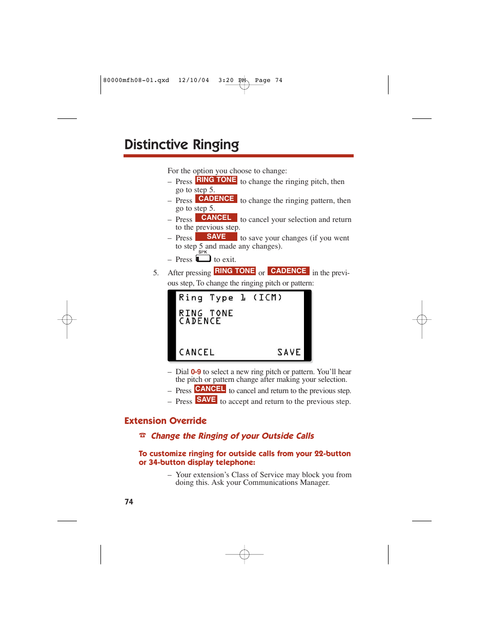 Distinctive ringing | NEC DS1000 User Manual | Page 82 / 216