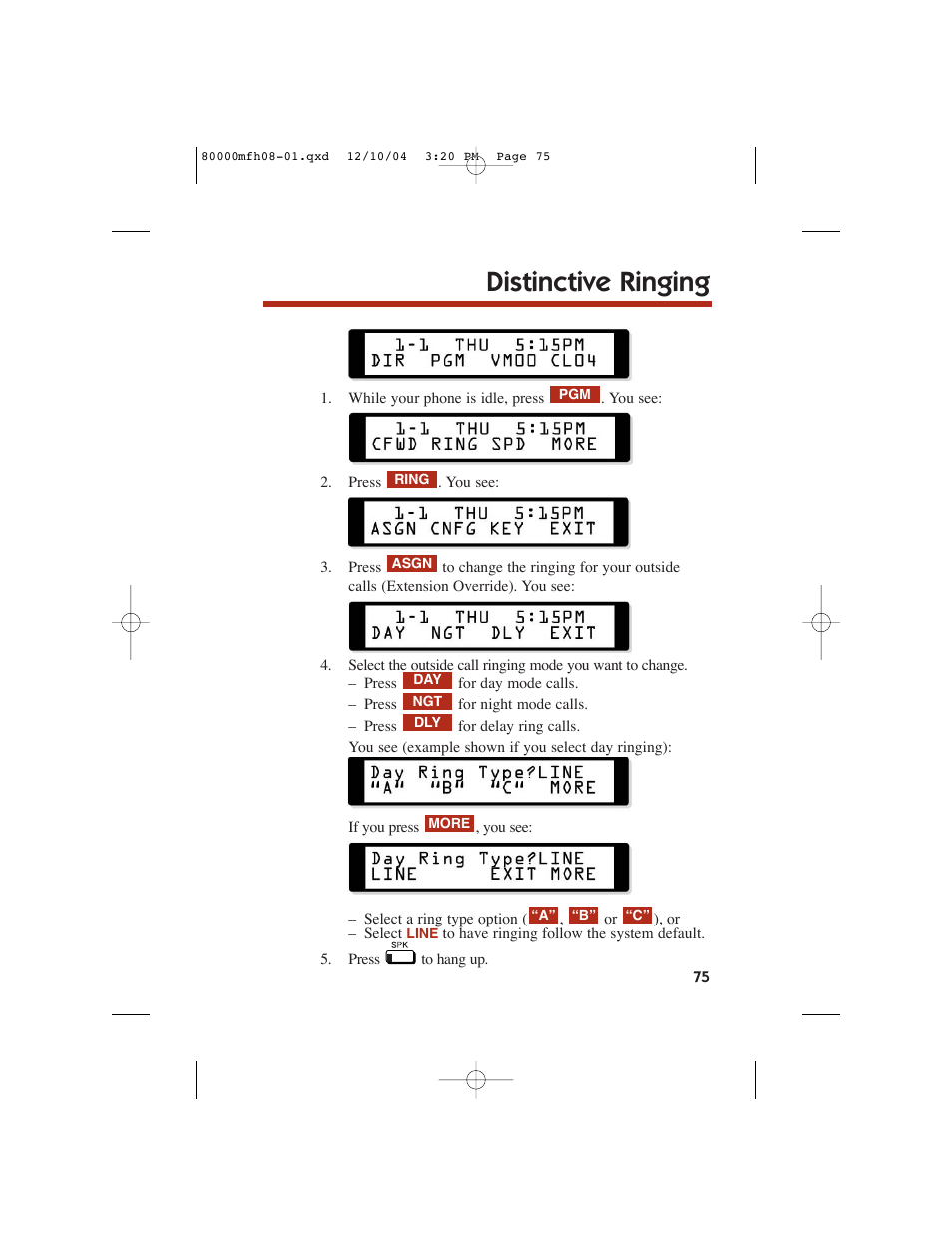 Distinctive ringing | NEC DS1000 User Manual | Page 83 / 216