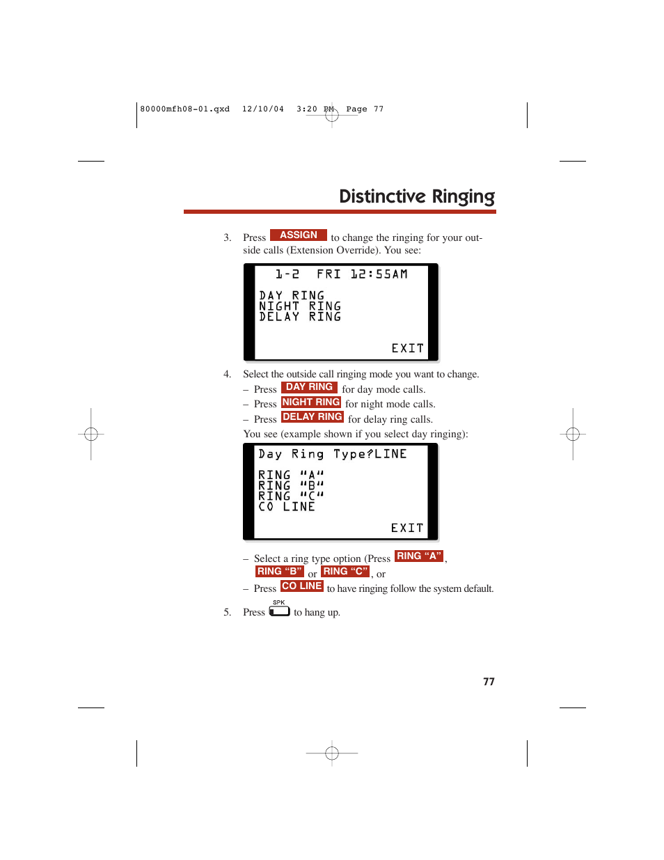Distinctive ringing | NEC DS1000 User Manual | Page 85 / 216