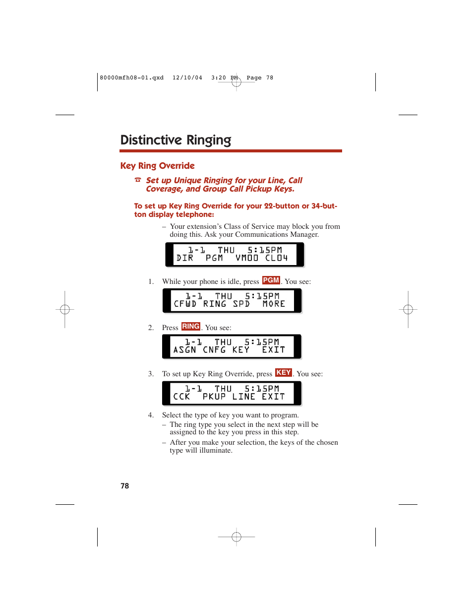 Distinctive ringing | NEC DS1000 User Manual | Page 86 / 216