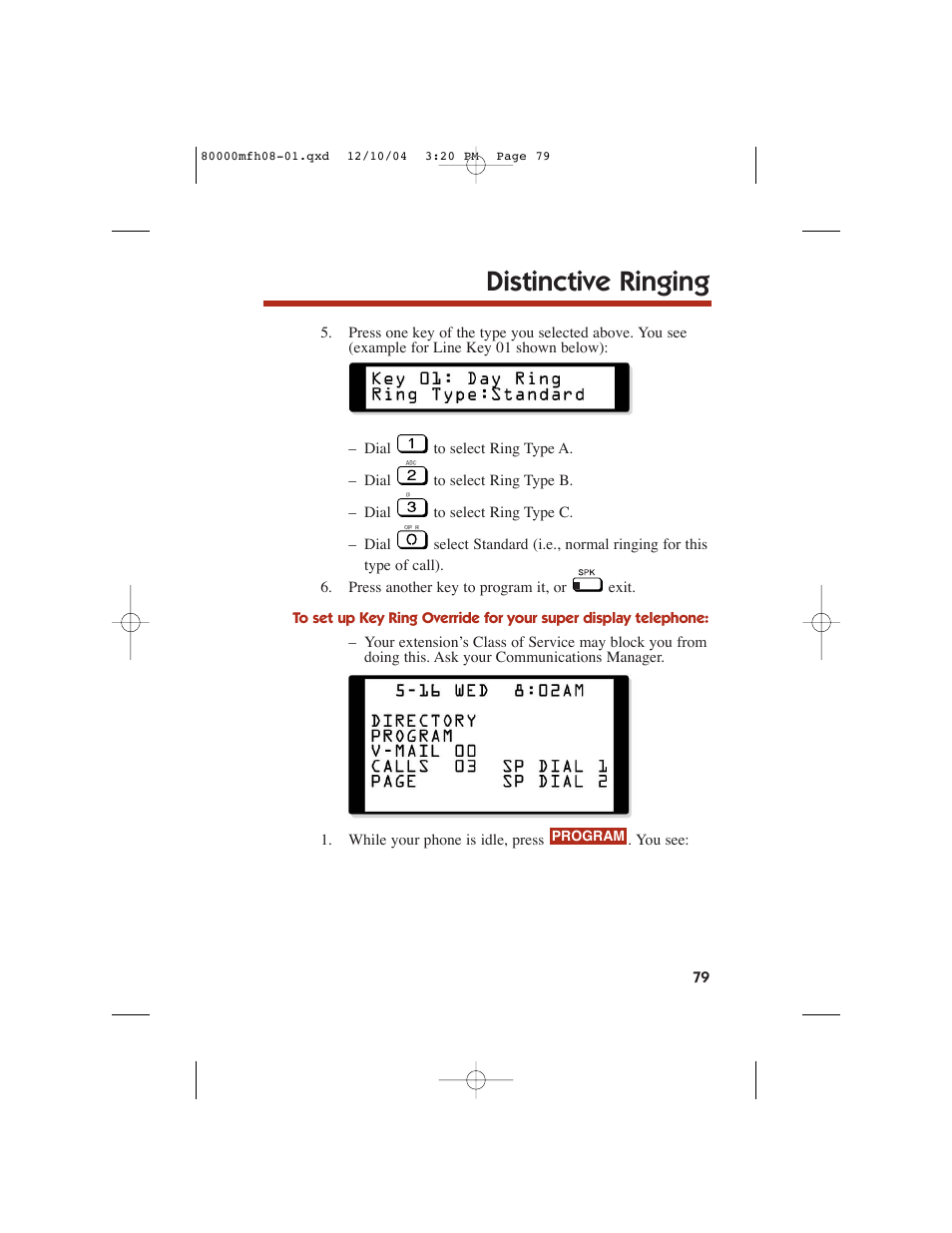 Distinctive ringing | NEC DS1000 User Manual | Page 87 / 216
